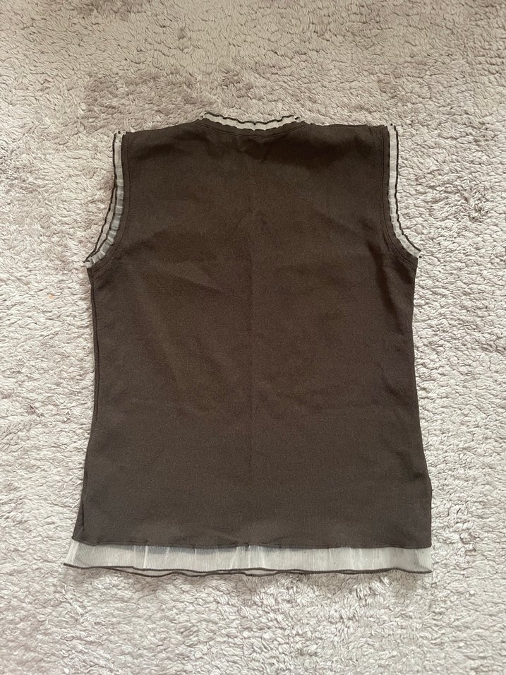 V Yaka Kahverengi Yelek - Görsel 2