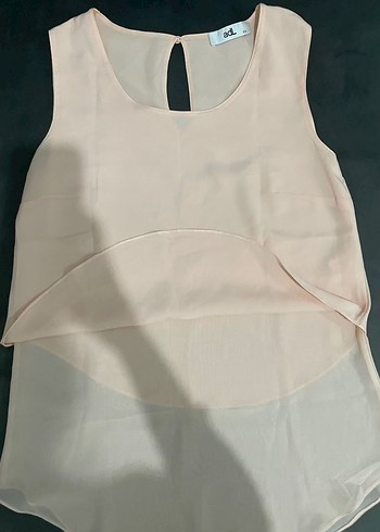 Bej Şeffaf Kadın Bluz - Kolsuz, Salaş - Görsel 3