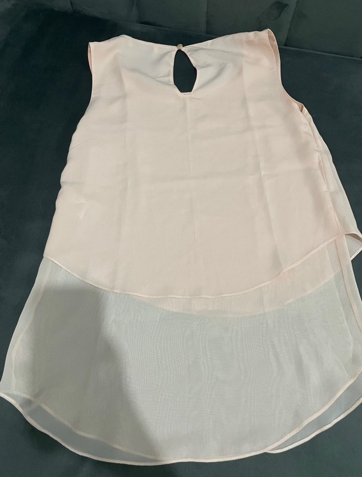 Bej Şeffaf Kadın Bluz - Kolsuz, Salaş - Görsel 4