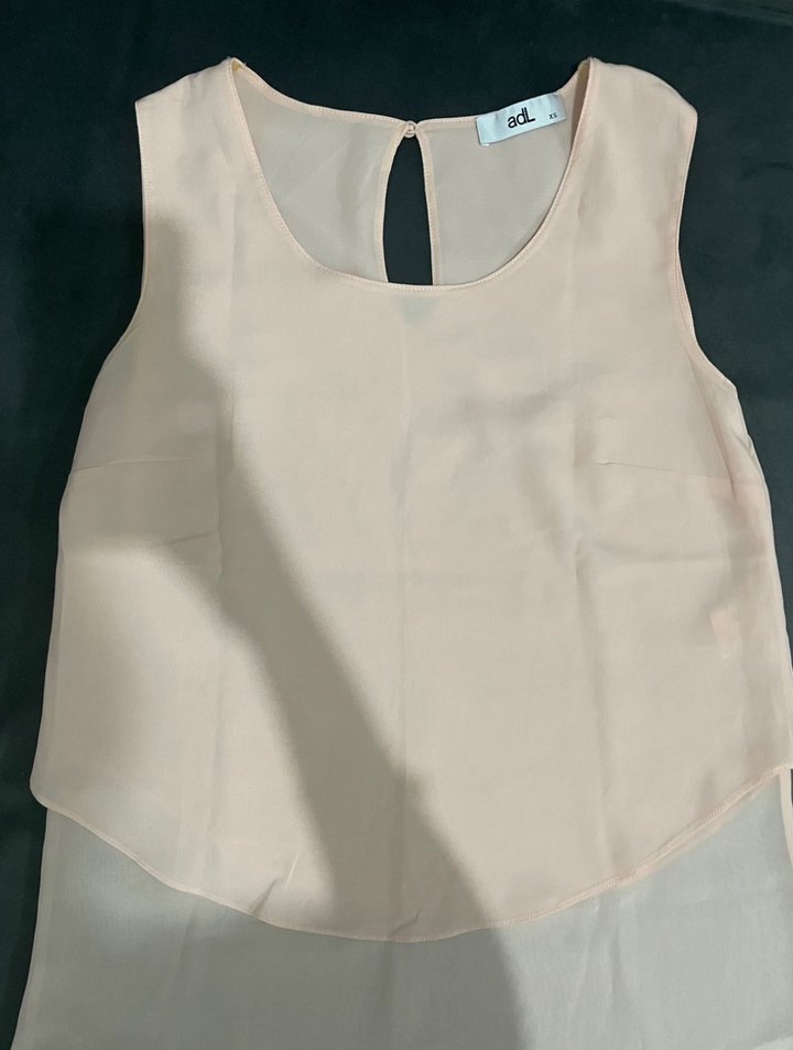 Bej Şeffaf Kadın Bluz - Kolsuz, Salaş - Görsel 2