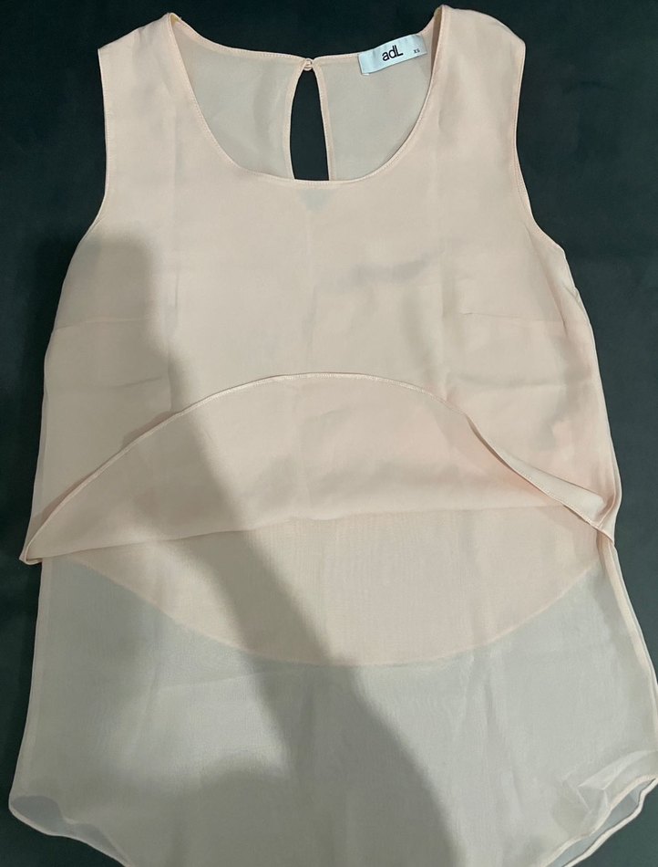 Bej Şeffaf Kadın Bluz - Kolsuz, Salaş - Görsel 3