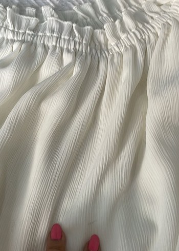 Dantel Detaylı Beyaz Straplez Bluz - Görsel 7