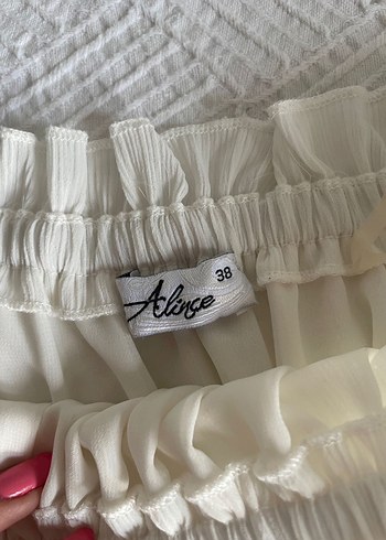 Dantel Detaylı Beyaz Straplez Bluz - Görsel 4