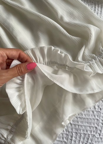 Dantel Detaylı Beyaz Straplez Bluz - Görsel 3