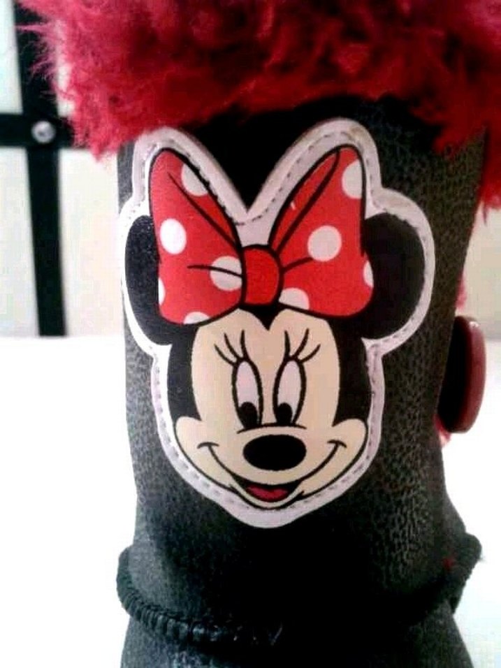 Kızlar için Kırmızı Kürklü Minnie Desenli Bot - Görsel 2