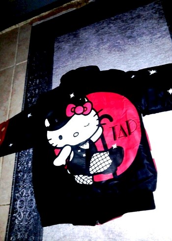 Kırmızı Baskılı Goth Tarzı Kediler İçin Düğmeli Kıyafet - Görsel 4