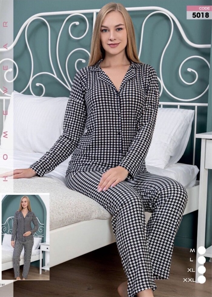 KAZ AYAĞI DESEN SÜET PİJAMA TAKIMI - Görsel 2