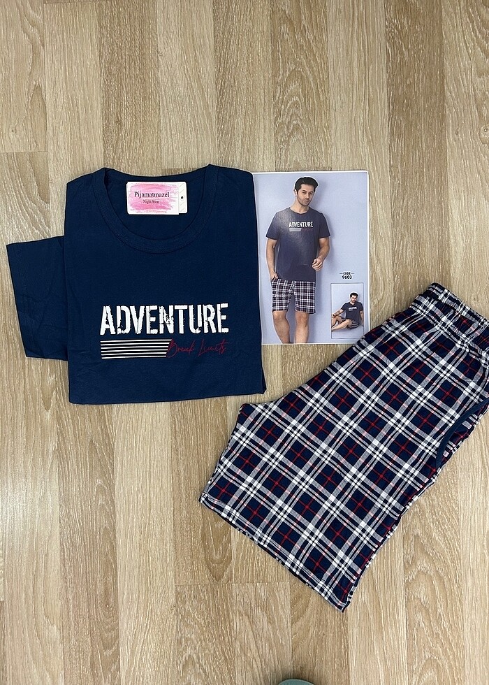 Erkek kısa kollu şortlu penye pijama takımı - Görsel 2