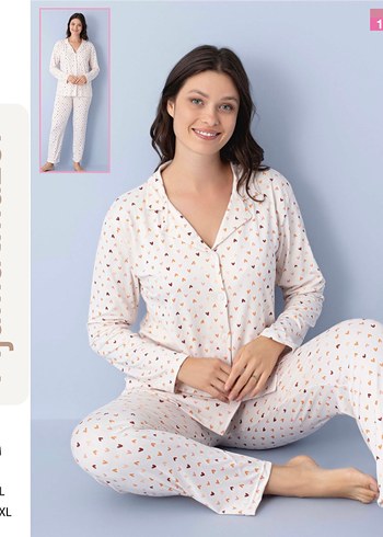Krem Önden Düğmeli-Soft Milan Kadın Pijama Takımı