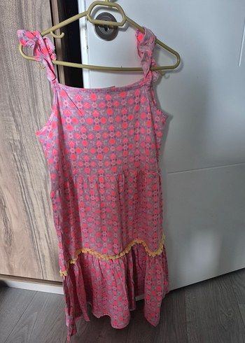 Pembe Bohem Renkli Kız Elbisesi