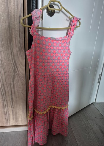 LC Waikiki Pembe Bohem Renkli Kız Elbisesi