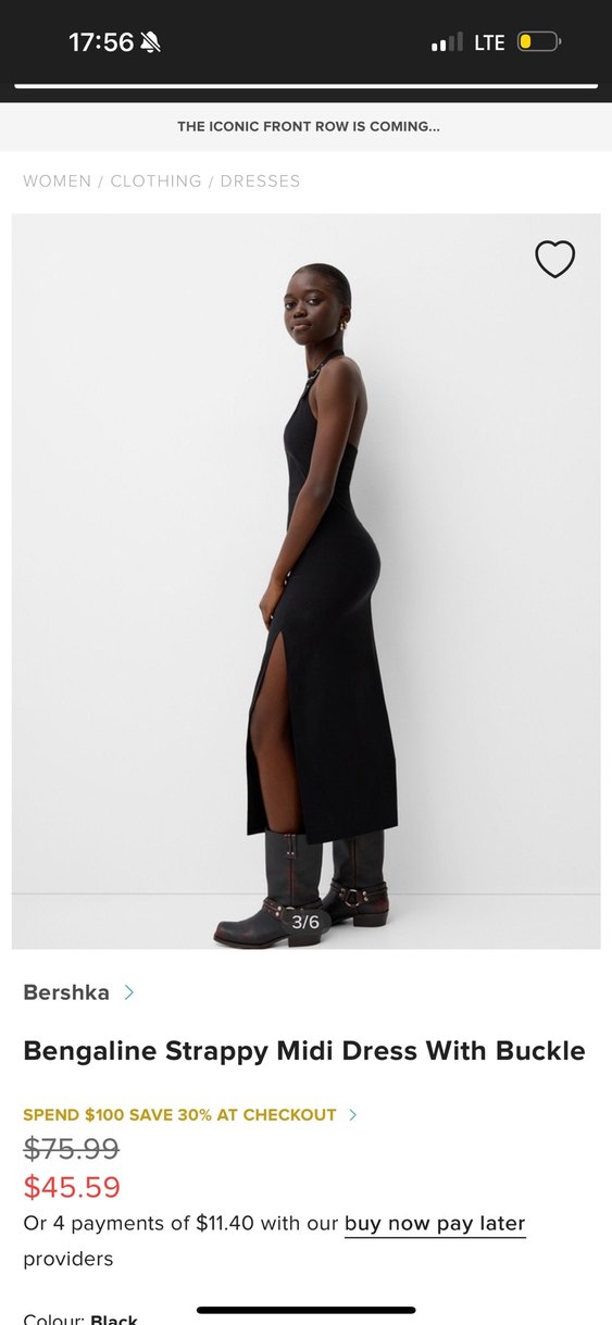 Bershka Sıfır Siyah strappy Uzun Elbise - Görsel 3