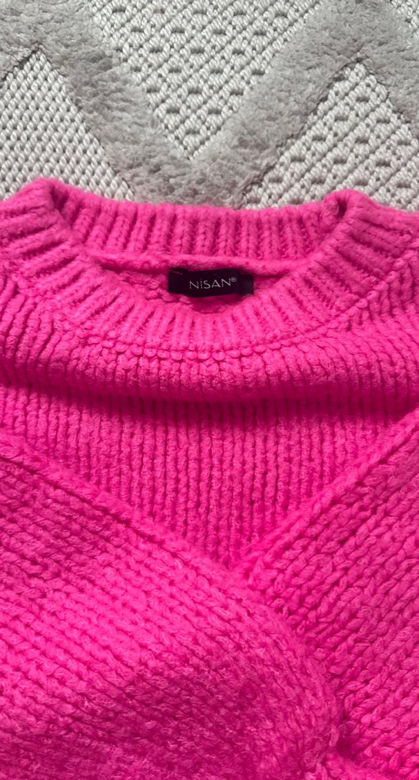 Pembe Örgü Kadın Triko Kazak - Görsel 2