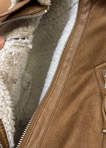 Kahverengi Süet Kürk Detaylı Kadın Ceket - Görsel 4
