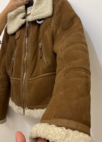 Kahverengi Süet Kürk Detaylı Kadın Ceket - Görsel 2