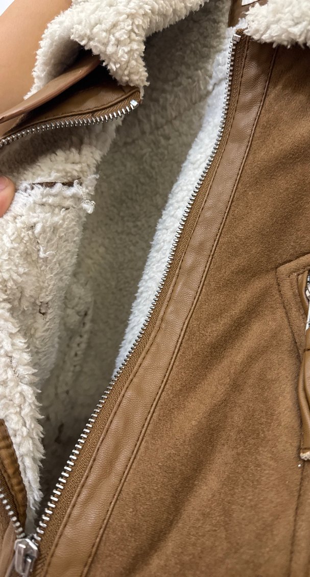 Kahverengi Süet Kürk Detaylı Kadın Ceket - Görsel 4