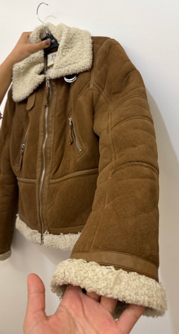 Kahverengi Süet Kürk Detaylı Kadın Ceket - Görsel 2