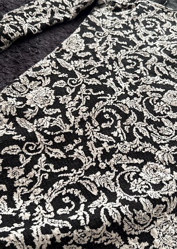 Dilvin Gri Çiçek Desenli Dantel Detaylı Uzun Kollu Triko Elbise - Görsel 4