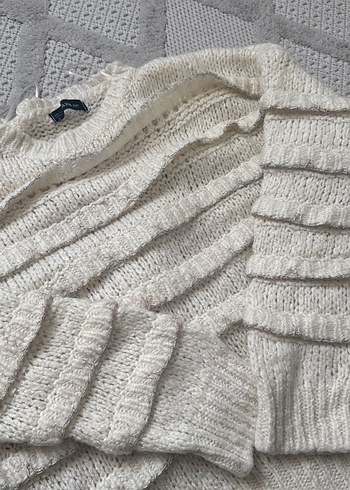 Uzun Kollu Beyaz Triko Kadın Kazak - Görsel 3