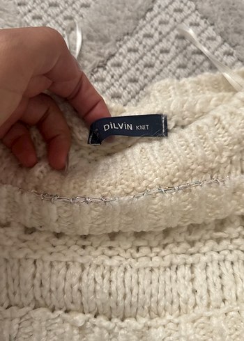 Uzun Kollu Beyaz Triko Kadın Kazak - Görsel 2