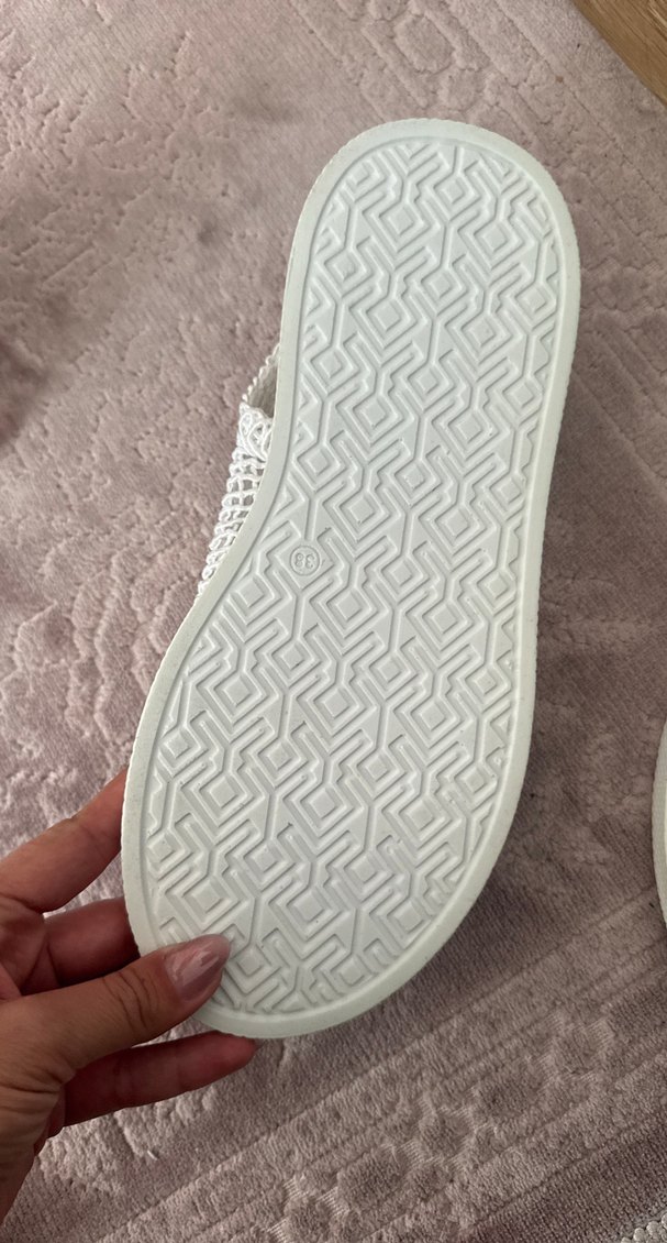 Beyaz Nakışlı Bohem Kadın Örgü Dolgu Topuk Terlik - Görsel 2