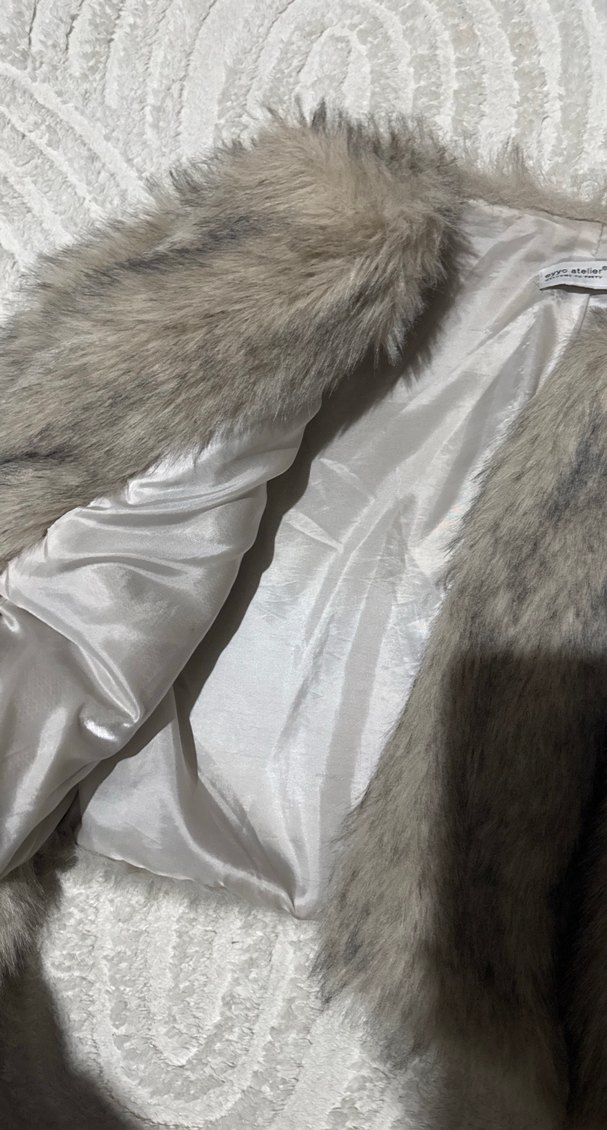 Kusursuz Eyyo Gri Kadın Suni Kürk Ceket - Görsel 4