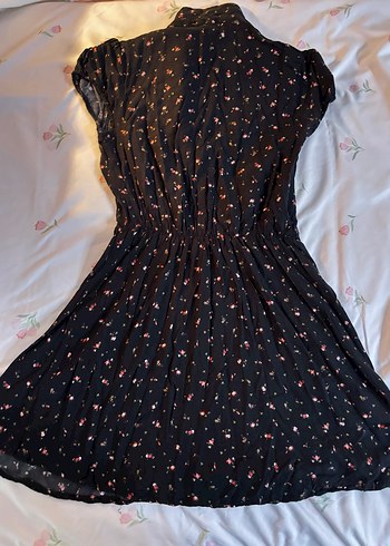 Y2K V Yaka Siyah Desenli Mini Elbise - Görsel 4