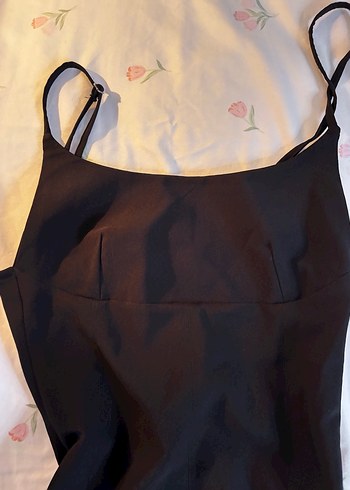 Siyah İnce Askılı Mini Kadın Elbise - Görsel 2