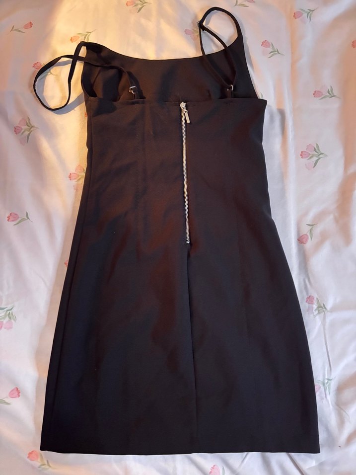 Siyah İnce Askılı Mini Kadın Elbise - Görsel 4