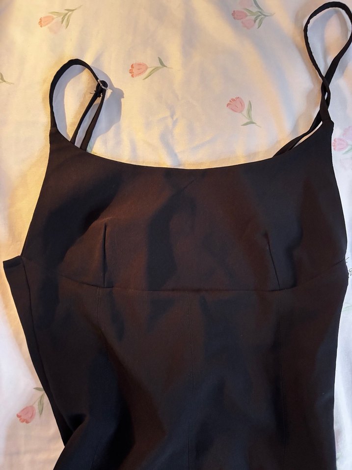 Siyah İnce Askılı Mini Kadın Elbise - Görsel 2