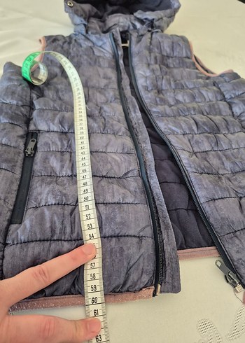 Laacivertimsi Kapüşonlu Fermuarlı şişme erkek çocuk Yeleği - Görsel 2