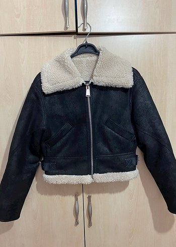 Kürklü Siyah Süet Mini Ceket