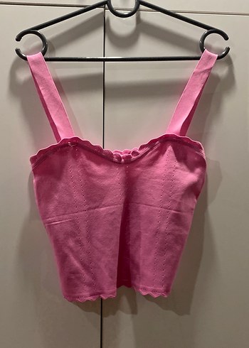 Pembe Fırfırlı Straplez Kadın Atlet