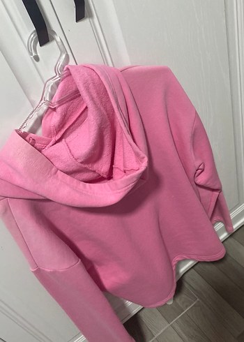 Pembe Kadın Kapüşonlu Sweatshirt - Görsel 3