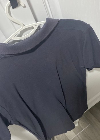 Gri Denim Polo Tişört - Görsel 3