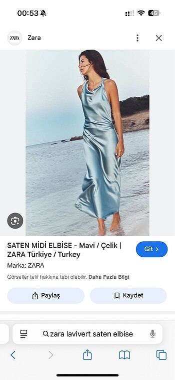 Zara lacivert elbise
