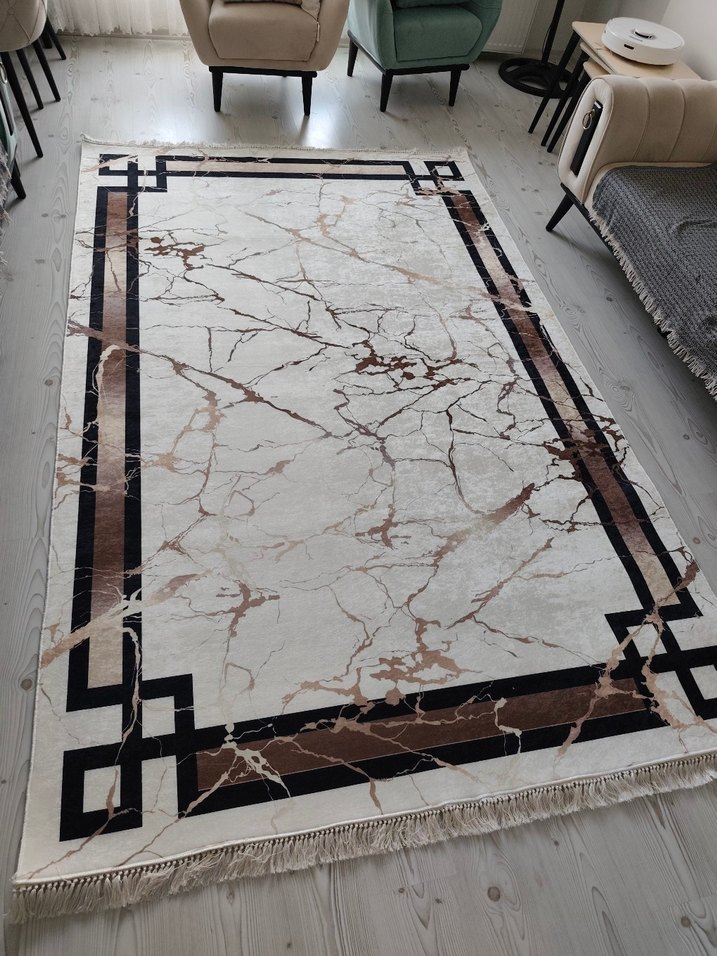 Modern Klasik Yılan Desenli Kahverengi Halı - Görsel 2