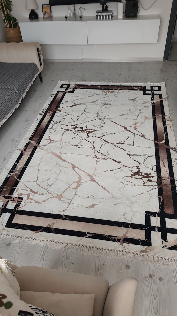 Modern Klasik Yılan Desenli Kahverengi Halı - Görsel 4