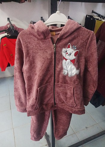 Kız Çocuk Gri Nakışlı Kapüşonlu Eşofman Takımı - Görsel 2