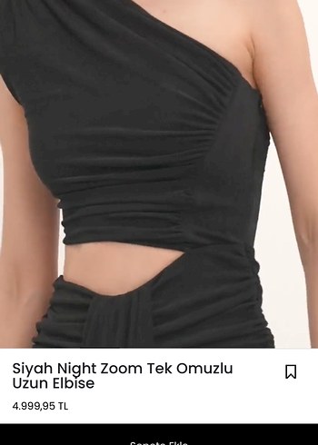 ADL Siyah Drapeli Uzun tek kol Kadın Elbise - Görsel 4