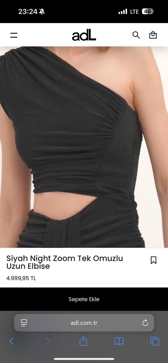 ADL Siyah Drapeli Uzun tek kol Kadın Elbise - Görsel 4