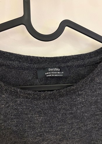 Gri Kadın Triko Elbise, Fırfırlı, Uzun Kollu - Görsel 4