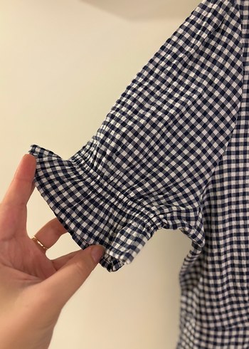 m Beden gri Renk Düğmeli V Yaka Midi Kareli Elbise