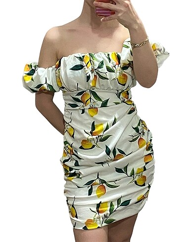 Limon drapeli elbise