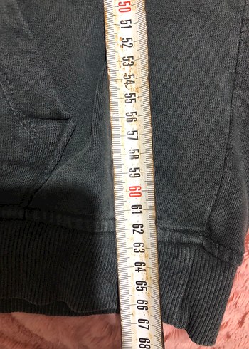 Düğmeli Kapüşonlu Gri Keten Sweatshirt - Görsel 5