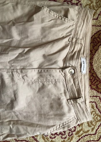 Düğmeli Bej Kadın Kumaş Pantolon - Görsel 2