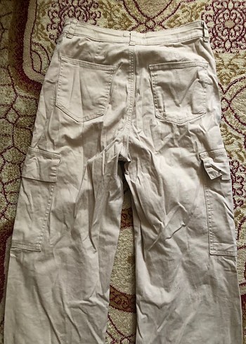 Düğmeli Bej Kadın Kumaş Pantolon - Görsel 3