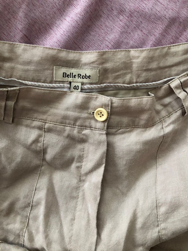 Bej Keten Midi Kadın sort - Görsel 2