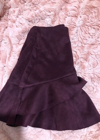 Bordo Süet Fırfırlı mini etek