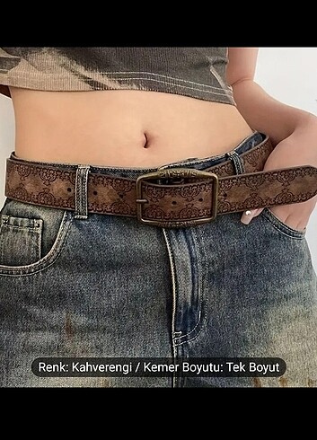 Vintage Kovboy kahverengi kemer